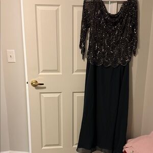 J Kara Black and Silver Sequin Long Sleeve Dress